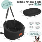 Lealchum Dog Car Seat for Small Dogs Up to 30 Lbs,Ultra Soft Fabric Fill in Comfy Memory Foam,Happy Pet Ride,2 Safety Dog Leashes,Fully Detachable and Washable,Anti Slip Base(Black)