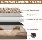INVENHO Orthopedic Large Dog Bed, Washable Waterproof, Egg-Crate Foam Dog Couch Bed with Washable Removable Cover, Waterproof Lining and Nonskid Bottom