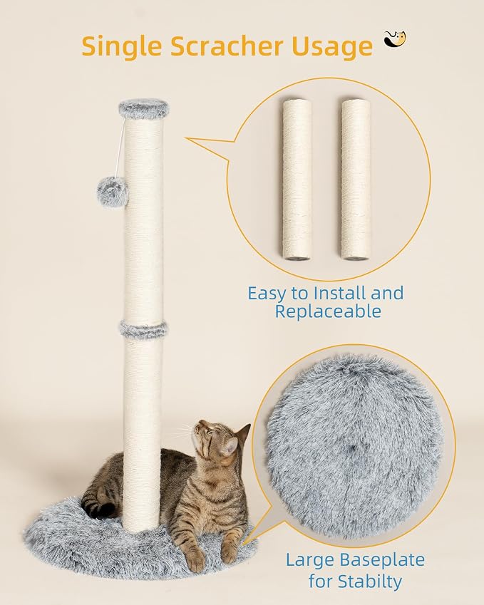 Aechonow 3-in-1 Cat Tunnel Bed, 34'' Cat Scratching Post for Indoor Cats | Fluffy Peekaboo Donut Hideout Toy for Pets, Rabbit, Ferret