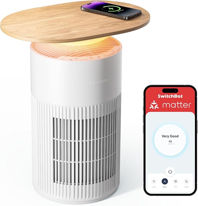SwitchBot Air Purifier for Home Large Room, Matter, Up to 3620 ft², Air Purifier for Wildfire Smoke, Pets, Odors, 20dB, Washable Pre-filter, Pet Mode, RGB Light, Work with Alexa, HomeKit, Google Home