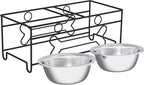 Set of 2 Stainless Steel Dog Bowls - 40oz Pet Bowls with Decorative Dog Food Stand - Metal Food and Water Dishes for Large Pets - Puppy Essentials by PETMAKER (Silver/Black)