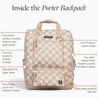 Cleverpup Porter 2-in-1 Dog Gear Backpack – Premium Dog Travel Bag with 10 Pockets, Zip-Off Treat Pouch, Leash Clip, Waterproof Pockets & Water Bottle Holder – Weekend, Hiking, Camping, Checkerboard