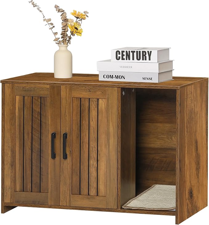 DWANTON Litter Box Enclosure, Wooden Cat Washroom Indoor, 27.6", 107TT
