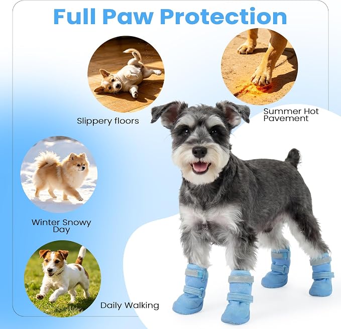 DORA BRIDAL Dog Shoes for Small Dogs, 3D Mesh Breathable Dog Boots & Paw Protectors for Hot Pavement Summer, Rubber Sole Anti-Slip Dogs Booties for Winter Snow, Mud, Outdoor Walking