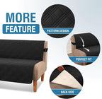 H.VERSAILTEX 100% Waterproof Futon Slipcovers Reversible Couch Cover Armless Futon Covers Slipcover Furniture Protector with Adjustable Elastic Strap Non-Slip Pets Covers, Black/Beige