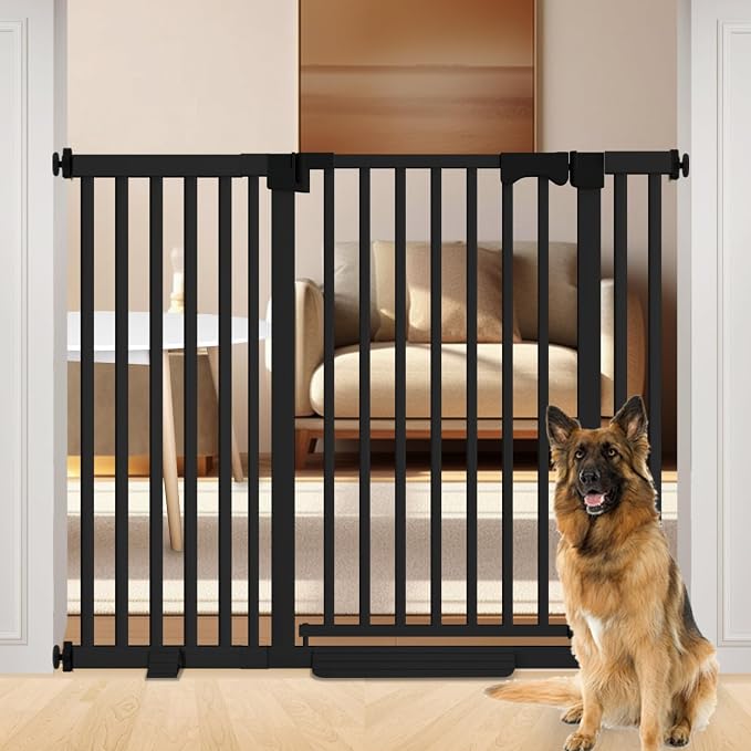 41" Extra Tall Baby Gate for Big Dog No Jumping Over, 46-54.7" Wide Pet Safety Gate Indoor for Doorways No Drilling,Auto Close Child Puppy Gates for Stairways Pressure Mounted (Black)