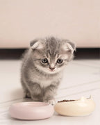 Cat Bowl, Ceramic Cat Bowls Food and Water Bowl Set, Whisker Friendly Cute Kitten Food Bowls for Protecting Pet's Spine, Yellow & Pink