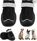 Hcpet Dog Boots for Large Dogs, Dog Shoes for Hot Pavement Winter Snow, Paw Protector Dog Booties Designed for Comfort and Breathability, Outdoor Booties for Small Medium Dogs for Hiking Black Size 4