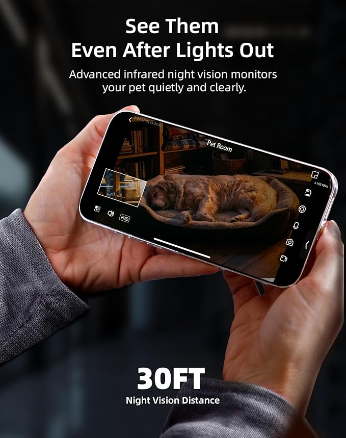 VIRTAVO AI Pet Camera Indoor with Phone App for Dog, Cat & Puppy, 2Pack | 360° Dual-Lens with Auto Tracking & Pet Calling, No Subscription, Wi-Fi 6 (5GHz/2.4GHz), Apple watch & Alexa Compatible