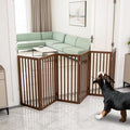 Dog Gate Indoor, Freestanding Dog Fence for The House, Doorways, Hallways,or Stairs,Pet Gate Foldable Wooden,Expandable 32" Height 6 Panels,Brown