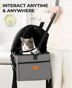 BurgeonNest Top-Expandable Cat Carrier with Semi-Open Canopy, Up to 15 lbs | Soft Sided Cat Bag Carrier for Medium Large Pet, Upgraded Small Dog Car Seat, Puppy Travel Bag for Trip Features Safety Leash