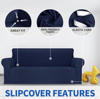 MAXIJIN Stretch Oversized Couch Covers for 3 Cushion Couch (91"-110"), 1-Piece Large Sofa Cover Slipcover Furniture Protector for Kids,Dogs (Extra Large, Diamond Pattern Navy Blue)