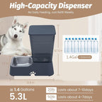 Automatic 5.4L/1.4Gal Pet Waterer, Pet Automatic Dog Water Dispenser Gravity Stainless Steel Water Feeder, Large Capacity Feeding Bowls for Cats and Medium & Large-Sized Dogs