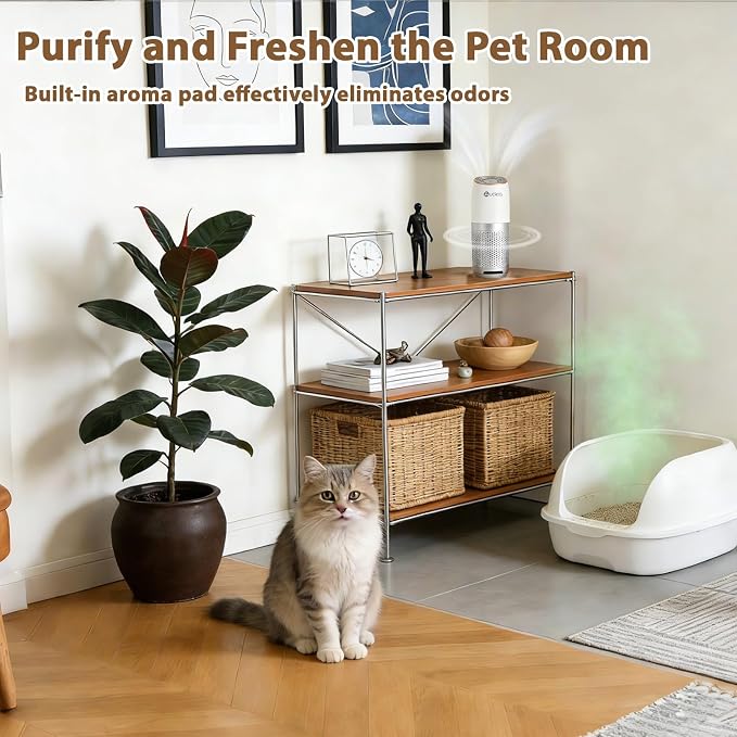 Aucleia Mini Portable Air Purifier for Car Office Travel, White Gray | Compact Air Purifier With Aromatherapy Function, Usb Powered Mini Usb Air Purifier Removes Pet Odor, Smoke, Dust And Pollen