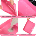 Bokon 25 Count Disposable Litter Box for Cat, Large Disposable Litter Tray for Travel Home Durable Portable Plastic Kitty Litters Boxes Leak-Resistant Easy-Grip Rim, 15.7 x 11.8 x 3 Inches(Pink)