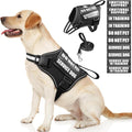 Service Dog Vest Harness and Leash Set+10 Patches,No Pull&Easy Walk Reflective Dog Harness with Soft Padded Handle for Training/Everyday,Fit Small/Medium/Large/Extra-Large Dogs (Black L) | No Pull&Adjustable Reflective Dog Harness Large Sized,Dog Leash...