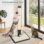 30 in Tall Cat Scratching Post,Thick Natural Sisal Scratcher with 15.8" Large Sisal Base, Interactive Hanging Pom-pom Ball & Plush Mouse Toy, Stable Cat Furniture of Indoor Cats