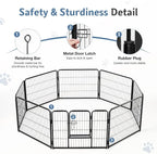 DUMOS Dog Playpen Indoor, Metal 24 Inch 16 Panels Foldable Pet Fence with Door, Outdoor Small Medium Large Dog Puppy Portable Exercise Play Pen for RV Camping, Trips, Play Yard