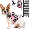 Service Dog Harness and Leash Set, Training Dog Vest with 10 Dog Patches, Emotional Support Therapy Dog Vest Harness for Small Medium Large and Extra Large Dogs(Pink, M)
