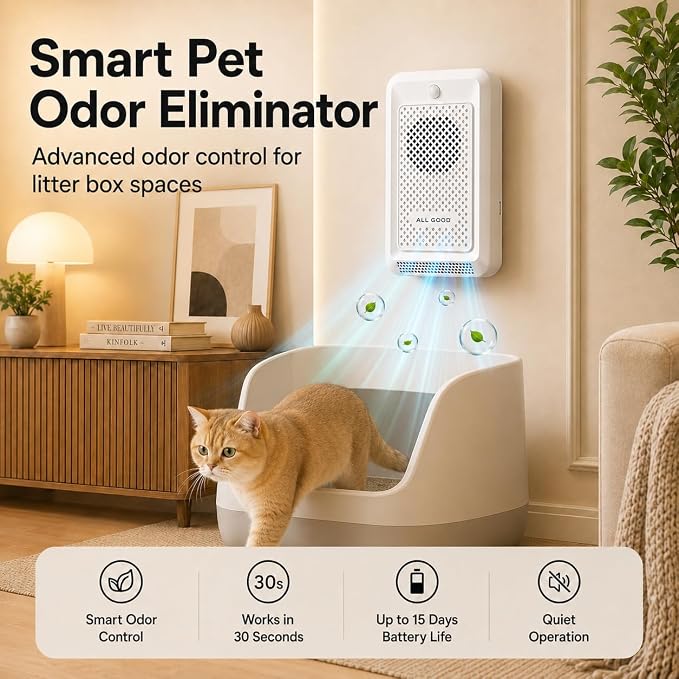 3-Pack Replacement Odor Module for Cat Litter Deodorizer, 21-Day Plant-Based Refill Pods, Compatible with Motion Sensor Litter Box Freshener