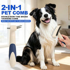 2-in-1 Pet Deshedding&Undercoat Rake Comb for Dogs and Cats | Double-Row Movable Metal Comb Teeth,Stainless Steel Deshedding Dog Brush,Pet Grooming Dematting Tool,Gentle Remove Loose Hair