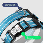 Airtag Dog Collar, Reflective Ultra-Durable Nylon Padded with QR Code Buckle & IP68 Waterproof Air Tag Holder Compatible for Apple AirTag, Comfortable for Small Medium Large Dogs(Blue,S)