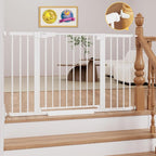 Cumbor 29.7-51.5 in Extra Wide Baby Gate for Stairs, Dog Gate Indoor White | Mom's Choice Awards Winner, Auto Close with Double Lock, One-Hand Open Child Gate for Toddlers & Pets, Pressure Mounted