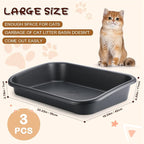 Uiifan 3 Pcs Extra Large Low Entry Cat Litter Box for Senior Kitty Pet Open Top Litter Box for Senior Kitten Handicap Disabled Older Elderly Cats, Easy to Clean(Dark Gray,23.2 x 16.5 x 4.3 Inches)