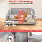 Stainless Steel Litter Box, Extra Large Metal Cat Litter Box for Big Cats | High Sided, Never Absorbs Odors, Anti-Urine Leakage, Non-Sticky, Easy Cleaning, Include Litter Mat & Scoop