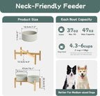 Havniva Dog Bowls Elevated, Ceramic Dog Food and Water Bowl Set | 7.3” Raised Dog Food Bowl, Elevated Dog Bowls with Bamboo Stand, Non-Slip Dog Water Bowl for Medium Dog, Large Capacity