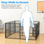 Dog Playpen 32" Height – Heavy Duty, Foldable | 25mm Steel Tubes, 40.8 lbs sturdy frame, rubber non-slip feet, indoor outdoor, Small Medium Dogs