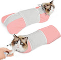Supet Cat Grooming Wrap for Cutting Nails, Self-Adhesive Calm Cat Swaddle | Bite-Proof Mesh Hood & Thick Waist Strap Anti-Escape Anti-Scratch Bag for Nail Trimming, Medication, Ear Cleaning (Pink M)