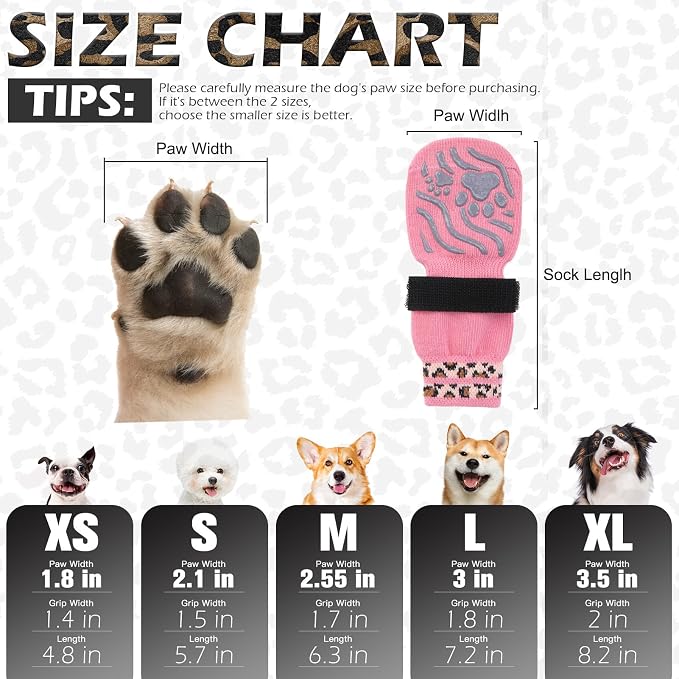 EXPAWLORER Dog Socks for Hot Pavement to Prevent Licking Paws, Non-Slip Dog Grippy Booties Shoes for Hardwood Floors, Traction Control Boots & Paw Protectors for Small Medium Large Senior Dogs Pink L
