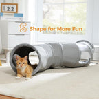 PAWZ Road Cat Tunnel S Shape Cat Tunnels for Large & Indoor Cats 51”Long | Durable, Spacious 10.5" Cat Tube with Peepholes & Dangling Ball Toy, Connected to Play Tunnels, Collapsible for easy storage