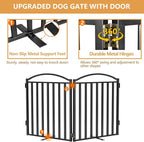 Malier Metal Freestanding Dog Gates, Outdoor Indoor Dog Fences, Extra Wide Foldable Puppy Gate for Stairs, Hallways, Yard