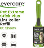 Evercare Giant Extreme Stick Lint Roller Brushes with 60 Easy-Peel Sheets, Pack of 5 Refillable Lint Rollers for Hair and Debris (300 Sheets Total)