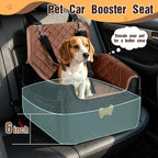 Dog Car Seat for Small Dogs, Dog Booster Seat Filling in Thick Memory Foam with 2 Safety Leashes and Storage Pocket, Suitable for Pet Under 30lb or 2 Puppies (Brown/Black)
