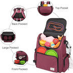 Modoker Multi-Compartment Dog Travel Backpack for Pet Supplies, Rose Red | Dog Travel Accessories Organizer with 2 Food Bags, 2 Bowls, Quick-Access Pockets, Tissue Opening, Luggage Sleeve, Feeding Mat