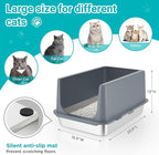 Stainless Steel Cat Litter Box with Lid,Metal Cat Litter Box,23.5x15.5x12in | Cat Litter Pan for Large Cats, Non-Sticky Large Kitty Litter Box Easy to Clean, Anti-Leakage,xxl