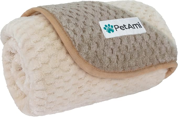 PetAmi Waterproof Dog Blanket, Leakproof Puppy Blanket, 24x32 Taupe Beige | For Small Medium Pets, Furniture Sofa Couch Cover Protector, Fleece Throw Indoor Cat Kitten, Reversible Washable Soft Plush