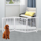Dog Gate Wooden Freestanding Pet Gate 3 Panel 23.6" Heigh | White Indoor Dog Fences,House Gate for Doorways, Stairs, Hallways