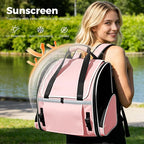 Lekereise Expandable Cat Backpack Carrier for Cats and Small Dogs up to 18 lbs, Widened Interior with 30% More Bottom Space, Rear Expansion up to 80% More Space, Breathable Mesh, Sun Shade, Pink