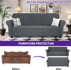ZNSAYOTX Oversized Super Stretch Couch Cover (92"-115"), New Striped Sofa Covers Comfortable & Durable, Dog Cat Pets Friendly Extra Large Spandex Sofa Slipcovers (Dark Grey, XL Sofa)