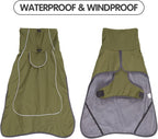 JOHNBOLIN Dog Winter Jacket & Raincoat - Waterproof Windproof Reflective Coat with Warm Insulation, All-Weather Hiking Travel Gear for Indoor/Outdoor Use(Military Green, X-Large)