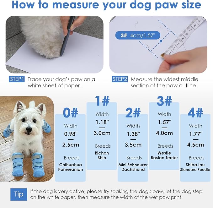 Breathable Hot Pavement Dog Shoes for Small & Medium Dogs(Blue, 4# | Adjustable Double Strap and Non-Slip Dog Boots Paw Protectors for Walking Running Hiking, Soft Comfortable Safe Easy to Wear