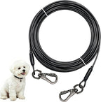 Dog Tie Out Cable - Chew Proof Steel Wire Lead - 360° Tangle Free Outdoor Leash for Pups - Dog Runner Cable for Small to Medium Dogs (Black, 45lbs/30ft)