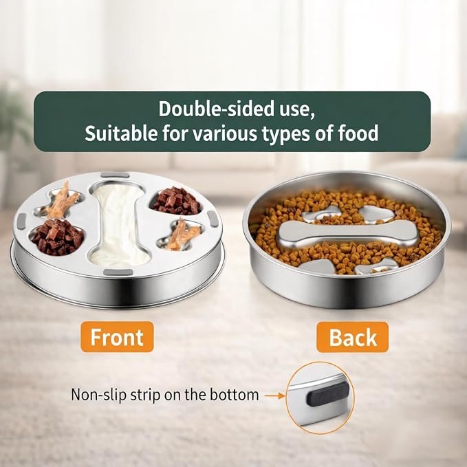 3 PCS Slow Feeder Dog Bowls, Stainless Steel Slow Feed Bowl for Dogs and Cats, Puppy or Cat Food Holder