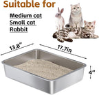 Stainless Steel Litter Box Kitten,Metal Cat Litter Box Low Entry,4" H | Cat Litter Pan Easy Clean-No Smell,indoor,Pet Toilet Supplies for Small Cats,Rabbit, Puppy,Kitty