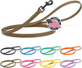 Dogline Biothane Waterproof Dog Leash Strong Coated Nylon Webbing with Black Hardware Odor-Proof Easy to Clean High Performance for Small or Large Dogs Made in USA 4 or 6 ft Lead, Coyote Brown