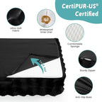 COZY KISS Orthopedic Dog Bed for Extra Large Dog, Soft and Warm Faux Fur Sofa for Giant Pet Up to 150 lbs, Foam Bolster Anti-Slip Couch with Washable Removable Cover, XXL 48x35x8 inch, Black
